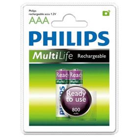 Philips MultiLife Rechargeable AAA Batteries